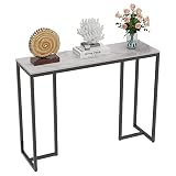 Wisfor Sintered Stone Entryway Table: White Console Table with Black Frame for Hallway - Long Narrow Table Behind Sofa, 39.4x11.8x30.9 inch