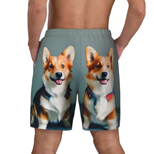 Wearing Clothes Cute Corgi Dogs Print Men Stylish Functionality Swim Trunks Breathable Beach Shorts Surfing Gym Fishing4