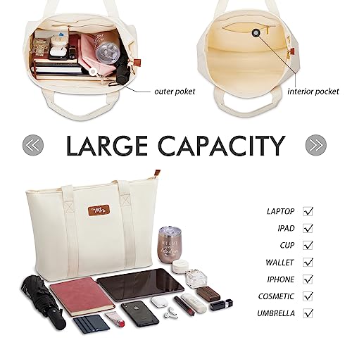 AW BRIDAL Monogram Canvas Tote Bag for Chrismas, Bridal Shower, Retirement, Birthday Gifts for Women Mom Wife Sister Friends3