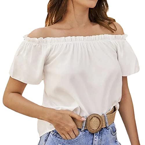 Zldhxyf Carmenbluse Damen Schulterfrei Sexy Oberteil Mode Gestreift Bluse...