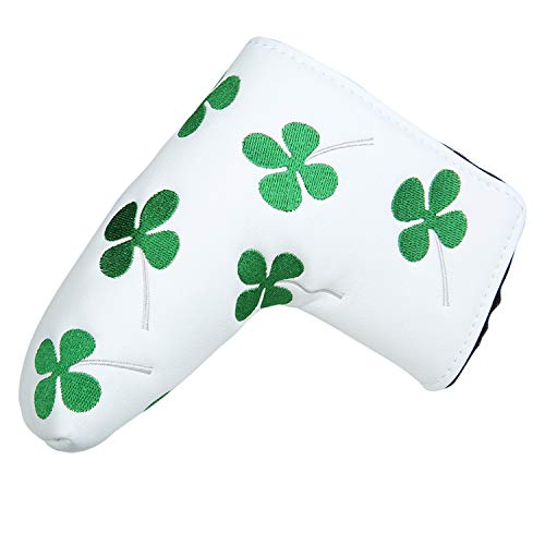 SEACLOUD Golf Putter Cover Blade Head Cover Four - Leaf Clover Pattern with V- Closure Luck for Golf