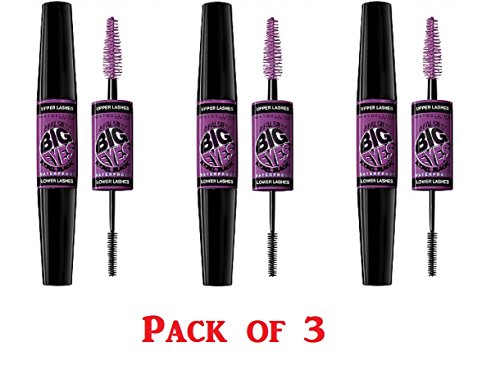 Maybelline The Falsies Big Eyes Washable Mascara, 208 Rebel Black (Pack of 3)
