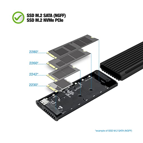 Case para SSD M.2 NGFF/NVMe USB-C RGB negro miniatura 3