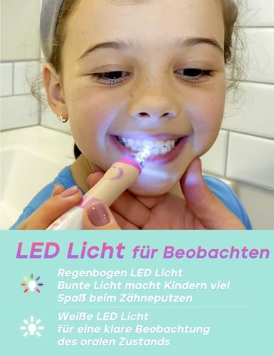 Seago Elektrische Zahnbürste Kinder mit 8 Extra Weiche Aufsteckbürste und 4 Persönliche Modi, LED Licht, Smart Timer, IPX7 Wasserdicht, Kinder Schallzahnbürste ab 3 Jahre, SG977(Grün) – Bild 6