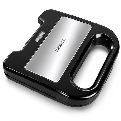Image of Pringle Crusty Sandwich Maker | 800W Non-Stick Plates | Black & Metallic Finish | Uniform Heat Distribution | Easy Lock System | Toast & Grill Sandwiches | 2-Year Onsite Warranty