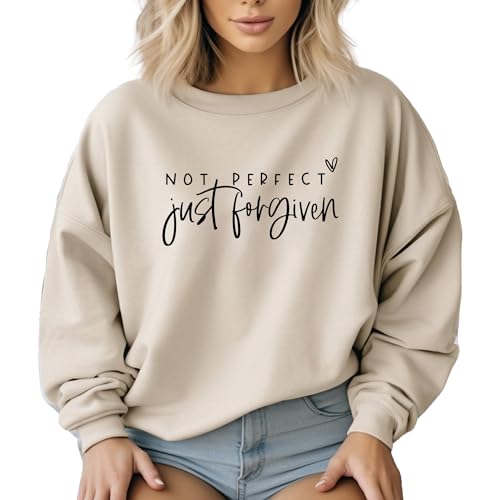 Not perfect Just Forgiven Christian Bible Sweatshirt Christian Long Sleeve Shirts Jesus Faith Cross Graphic Casual Loose Pullover Tops4