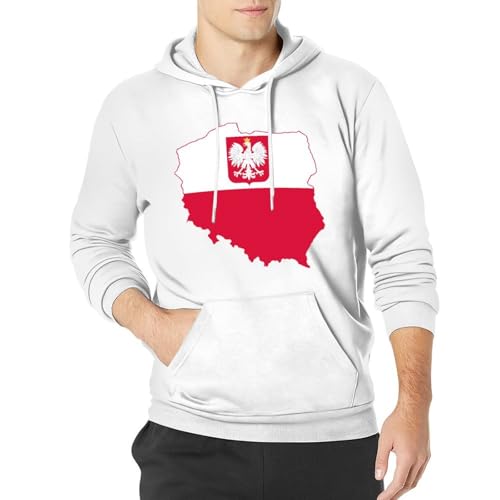 Flag Map of Poland Unisex Casual Hoodies Long Sleeve Lightweight Pullover Tops Loose Sweatshirt with Pocket
