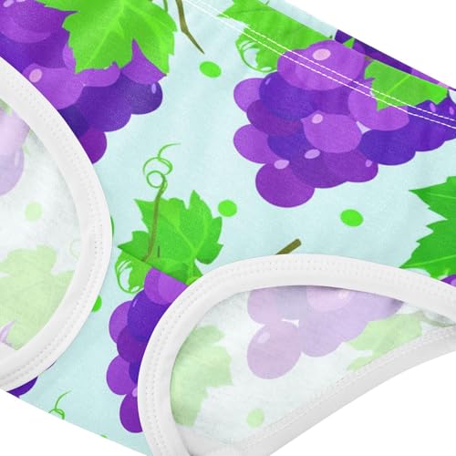 Purple Grape Green Leaves Pastel Toddler Underwear Custom 2t Cotton Little Girl Panties Florals Kids Briefs Undies4