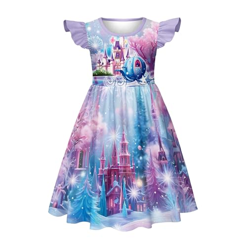 LQSZ Girls Princess Nightgowns Flutter Sleeves Night Dress Sleepwear 3-10 Years Pajamas Nightgowns for Little Girls