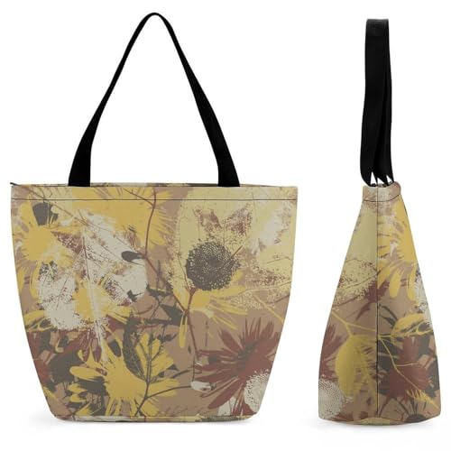 Sac shopping femme pour voyage imprimé fleur rétro grand format 28.5x18x32.5cm