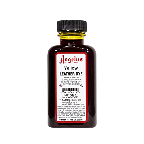 Angelus Leather Dye- Flexible Leather Dye for Shoes, Boots, Bags, Crafts, Furniture, & More-Yellow- 3oz