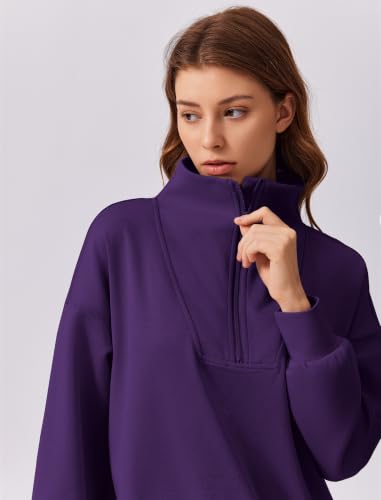 Image of PINSPARK 2 Piece Sets for Women 1 /4 Zip Lounge Matching Set Fall Outfits | Oversized Sweatshirt, Long Sleeve Pullover, Wide Leg Pants with Drawstring Pockets, Sweatsuit, 2026 Travel Airport Tracksuit