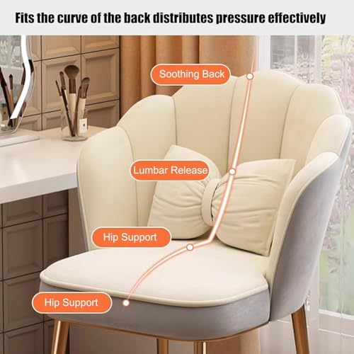 Silla tapizada de pétalos y moderno taburete de maquillaje con respaldo cómodo 6