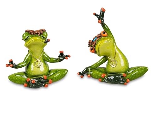 Bollweg 2er Set Yoga Frosch Peace Deko Figur Dekofigur Frösche Tierfigur Froschfigur