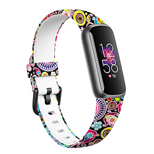 Luxe Straps Compatible with Fitbit Luxe Watch Bands Wrist Strap for Men Women Colorful Pattern Floral Sport Watchband Bracelet Bangle Wristband Replacement Accessories with Metal Buckle Large Wrist