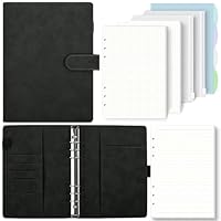 SKYDUE A5 Ringbuch, Ringbuch A5 Nachfüllbar,135 Blätter Nachfüllpapier, Notizbuch Mit Bindertaschen, a5 Binder Für Schulnotizen Und Reisetagebücher (Schwarz)
