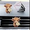 2x Highland Cow Car Air Freshener Cute Acrylic Vent Clip with Floral Design Interior Decor Charm Decoration Cute Accessories for Women Girls #3