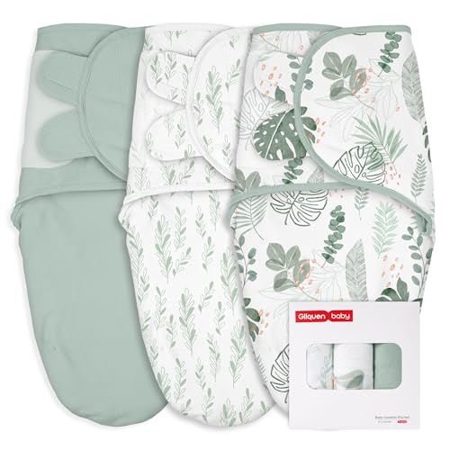 Image of GLLQUEN BABY 3-Pack Organic Baby Swaddle Sleep Sacks - Swaddles for Newborns, Infant 0-3 Months, Baby Girls, Boys, Soft & Snug Newborn Sleep Sack, Nursery Swaddling Blankets, Baby Essentials & Gift