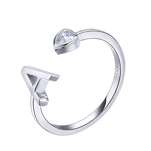 VIKI LYNN Bague Femme Initial avec Lettre Alphabet A en Argent Fin 925 et Oxyde de Zircon Serti DIY les lettres Cover