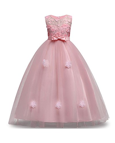 Big Girl Dress Size 6 8 Years 10T Formal Special Occasion Wedding Party Birthday Princess Teen Pageant Elegant Girl Dresses Size 10/12 A Line Floor Length 10-12 Y (6-7 Years Pink 140)