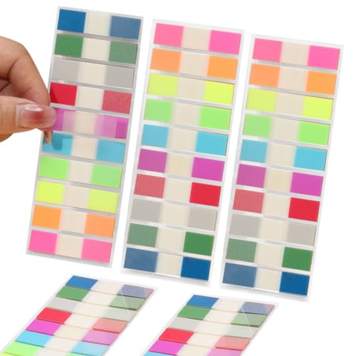 Huoflame Transparente Haftnotizen Index Tabs – 10 Farben PET Klebezettel mit Spenderbox – Beschreibbar & Wasserdicht – 1000 Blatt Sticky Notes für Studium, Büro, Journaling, Dokumente – Kompatibel