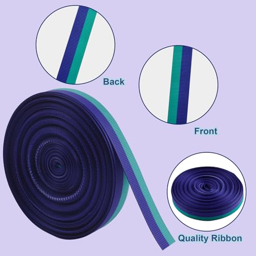 WANDIC Suicide Prevention Awareness Grosgrain Ribbon, 50 Yards Teal and Purple Ribbed Ribbon Sexual Assault Awareness Ribbon for Gift Wrapping, Brooch Making - Image 4