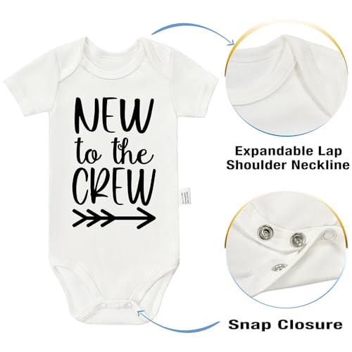 Funny New to the Crew Bodysuits, Toddler Boy Girl Newborn Cotton Romper Short Sleeve Jumpsuit Outfits 0-24 Months4