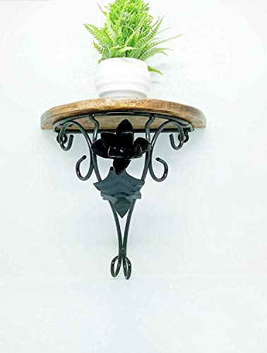 Image of Iron and Wooden Wall Decor Shelf for Interior Decoration, Size 20x10x22 (CM)