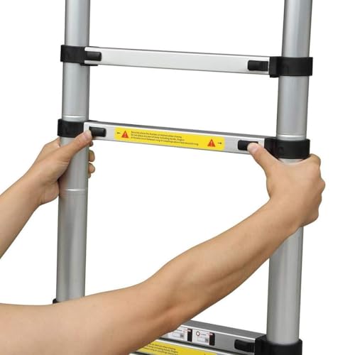 Image of BonKaso VertiPro 5.8M(19 Ft) Telescopic Ladder | Aluminum Ladder 16 Steps | Multipurpose for Home & Outdoor use with Self Lock Mechanism | EN131 Certified | Max Load Capacity of 150kg