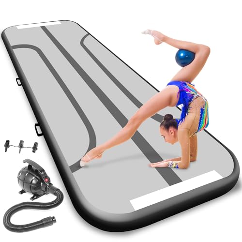 SereneLife 10FT Inflatable Gymnastics Tumble Track – Air Mat with Electric Pump, Storage Bag, Repair Kit – Cheerleading, Gymnastics, Beach, Gym, Home Training Mat by SereneLife - Used condition - US$54.61