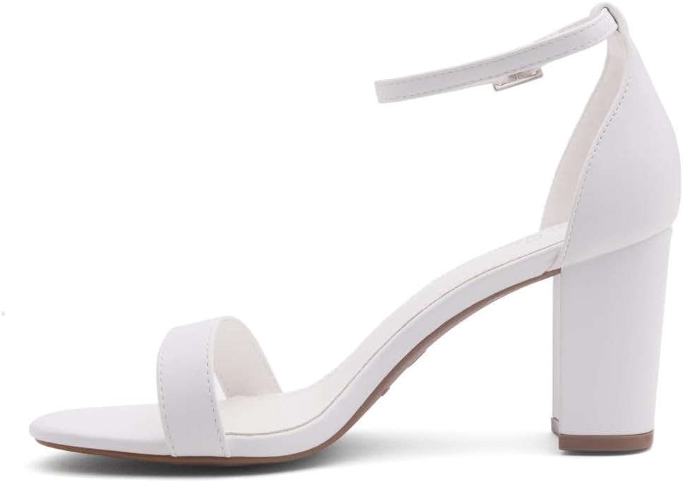 Shoe Land Women's Low Heels - 3-Inch Chunky Block Heeled Sandals with Ankle Strap | Open Toe Short Heels | Comfy Dressy Strappy Sandals for Wedding, Prom, Office - Image 3