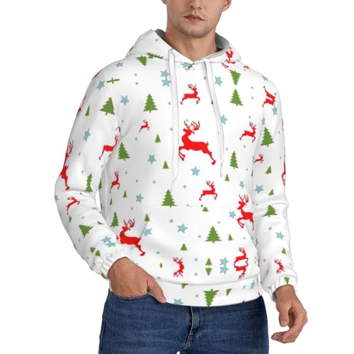 Sweat à capuche épais homme pull de Noël imprimé vacances chaud