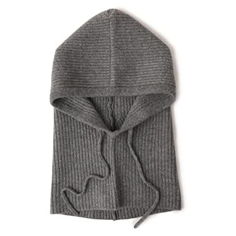 prettystern Unisex 100% Cashmere Hood-Scarf Loop Scarf Hat Loop Tube-Scarf Grey Cover