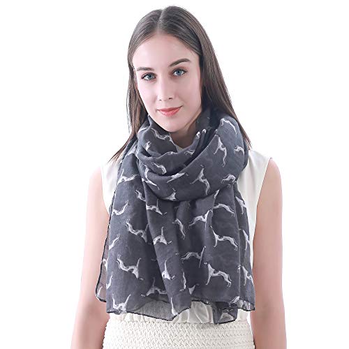 Lina & Lily Greyhound Dog Print Women's Scarf Shawl Wrap Lightweight