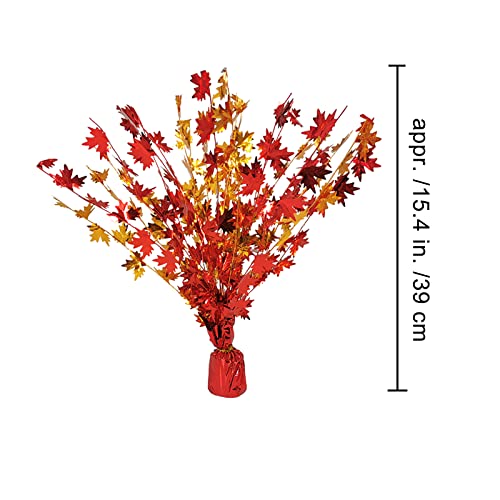 Winlyn 3 Pcs Fall Leaf Spray Centerpieces Orange Red Gold Yellow Metallic Foil Autumn Leaf Gleam 'N Burst Centerpieces For Fall Thanksgiving Harvest Halloween Season Holiday Party Table Decoration #TOP1