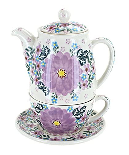 Blue Rose Polish Pottery Lilac Garden Tea For One