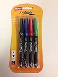 DuraMark Permanent Markers, Assorted Colors, Fine, Pack of 4
