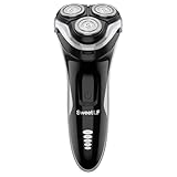 SweetLF Electric Shaver for Men Wet and Dry Waterproof Electric Razor Cordless 3D Rechargeable Rotary Shaver Razor for Men with Pop-up Trimmer, Black