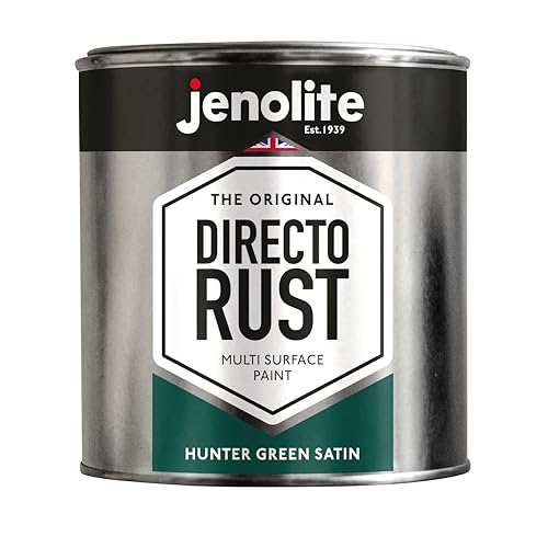JENOLITE Directorust Satin Paint | HUNTER GREEN | Multi Surface Paint | For Use On Wood, Metal, Plastic, Ceramic & Rusted Surfaces | 1 Litre (RAL 6028)