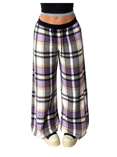 Image of SOLY HUX Women's Plaid Checkered Pants Flannel Pajama Pants with Pockets