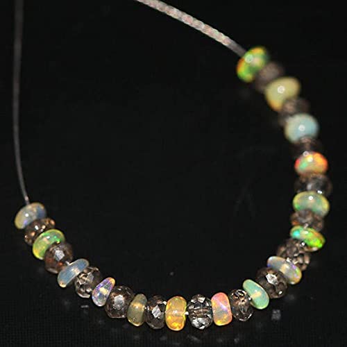 Perles quartz fumé facetté et opale de feu éthiopienne 3-4mm pour bijoux DIY