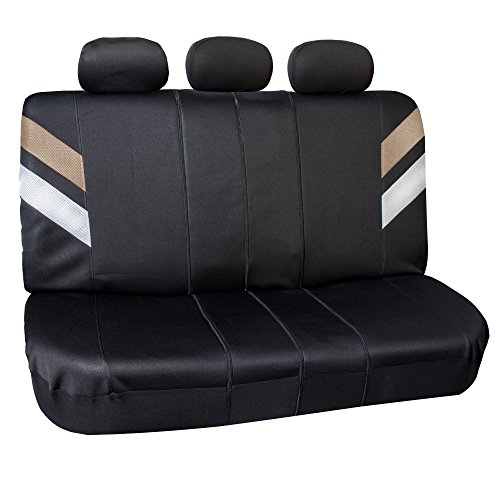FH Group FB086013 Modern Edge Neoprene Seat Covers, Airbag & Split Ready, Beige/Black Color