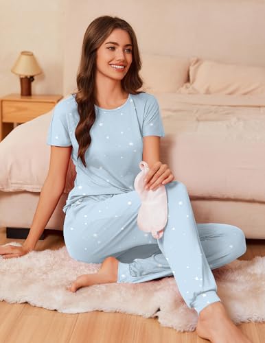 Image of Ekouaer Pajamas for Womens Set Soft 2 Piece Loungewear with Jogger Pants