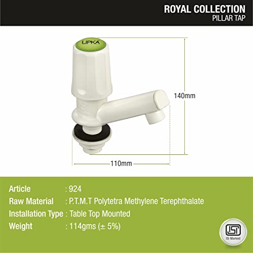 Image of LIPKA Pack of 2 Royal Pillar Cock Faucet | PTMT | Ivory Color | Brushed