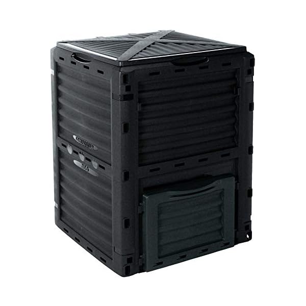 EMAKO Komposter mit Deckel 300L Gartenkomposter dunkelgrün/grau Kunststoff Thermokomposter Compost 83x61x61cm