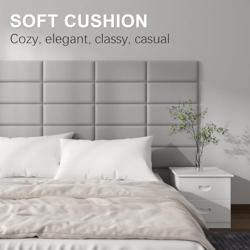 Image of Headboards Wall Panel for Twin, Self-Adhesive 3D Upholstered Panel for Bedroom /Living Room (6 Pieces 9.84 in x 23.6 in)