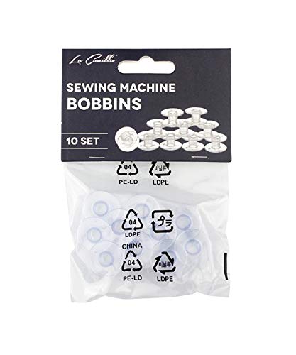 La Canilla ® - Compatible avec la machine à coudre Silvercrest Lot de 10 canettes Singer, Janome, Brother, Elna Transparent