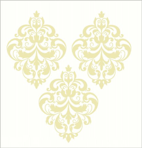 Wall Decor Plus More Vintage Florals Wall Sticker for Elegant Live Room Decor Vinyl Decal 3 Piece - Beige