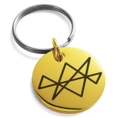 Stainless Steel Reiki Midas Star Prosperity Symbol Small Medallion Circle Charm Keychain Keyring