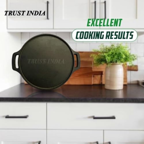 Image of Pre-Seasoned Cast Iron Tawa for Dosa /Chapathi /Roti | 29 cm, 2.5kg| Gas & Induction Stove-Friendly | Non-Stick, Pre-Seasoned Tawa, Long Lasting & Toxin-Free, No Chemical Coating, Black-AK
